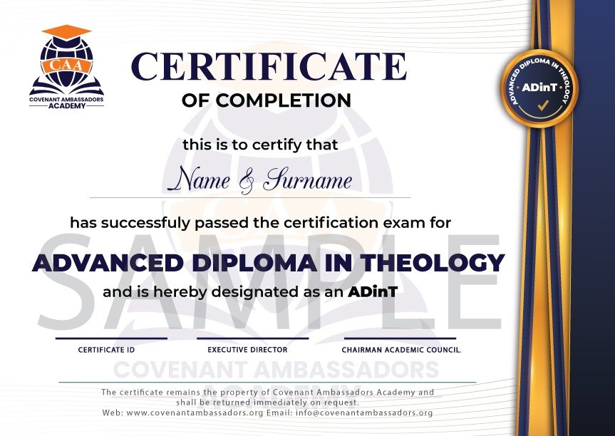 Advanced Diploma in Theology Certificate