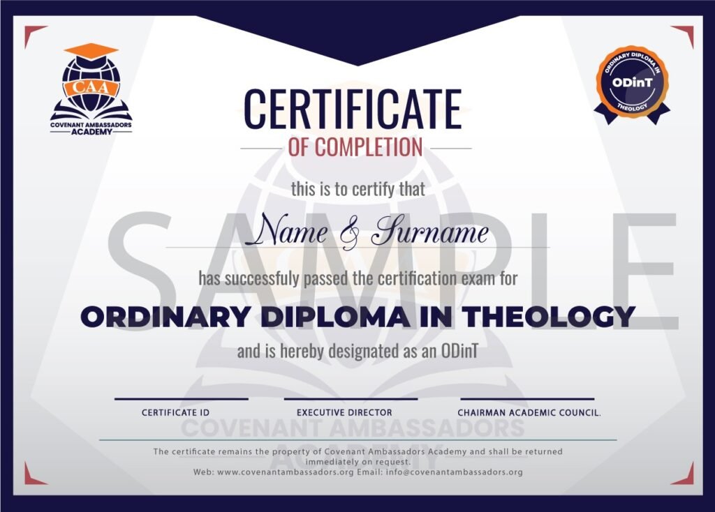 Ordinary Diploma in Theology Certificate